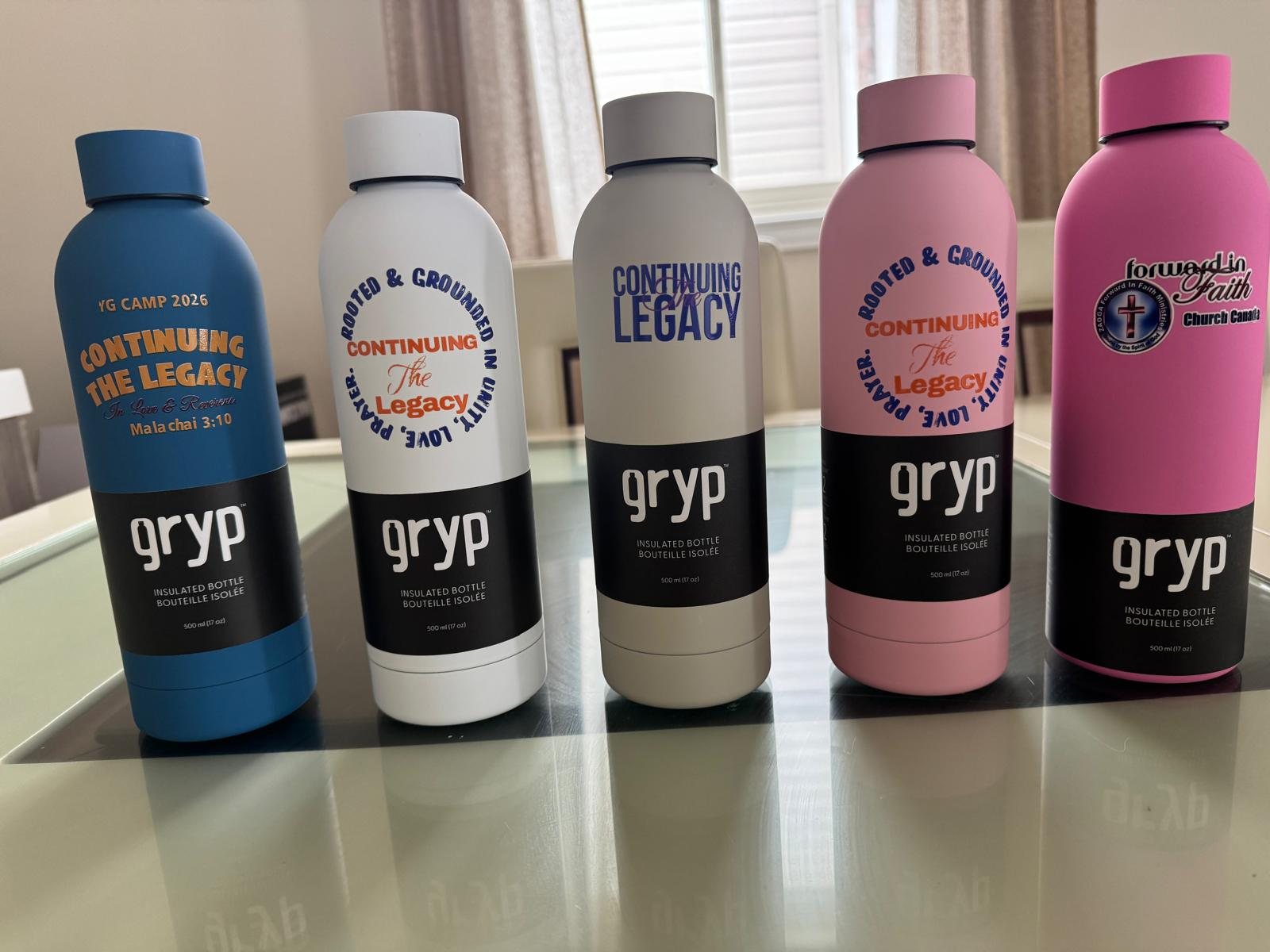 Personalized water bottles printed for a church camp group